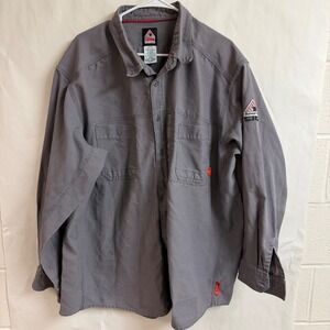 Bulwark FR IQ Series Flame Resistant Work Shirt Long Sleeve Gray Mens XXL Cat 2